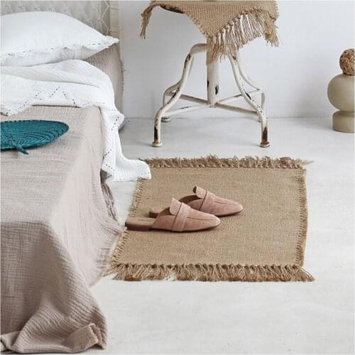 Jute Rug Area Rugs Macrame Table Runner Tables Cloth Decoration Carpet with Tassels Badroom Floor Mats Nordic Chic Room Decor