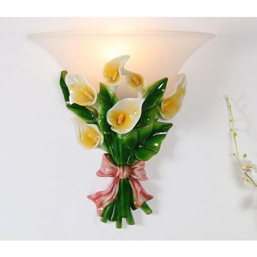 European Romantic Flower Wall Lamps Modern Glass Led Wall Sconce Light Fixtures Bathroom Living Room Bedroom Lamp Home Art Decor