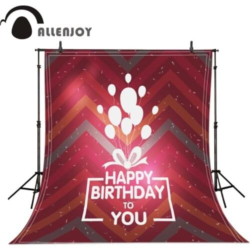 Allenjoy Retro Typography Birthday Background Red Birthday Balloons Text Can Be Customized Photography Backdrops
