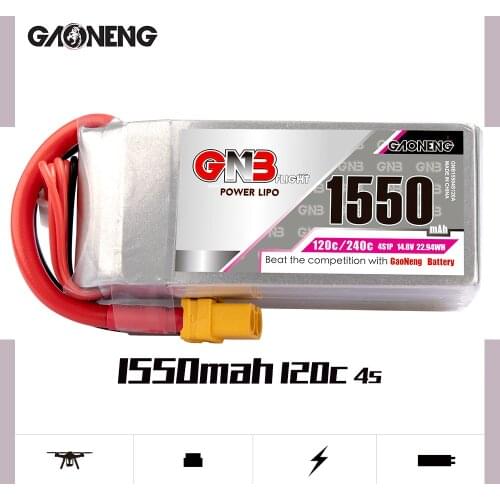 GaoNeng GNB 1550mAh 4S 14.8V 120C Lipo Battery With XT60 Plug for FPV Racing Drone Quadcopter Racer Airplane VS Tattu