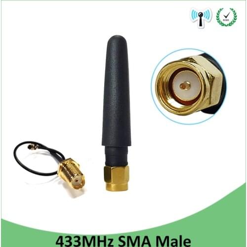 10pcs 433MHz Antenna 3dbi SMA Male Connector 433 MHz Directional Antena Small Size Waterproof Antenne +21cm RP-SMA Pigtail Cable