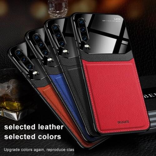 Leather Case For Huawei P30 P20 Lite Pro Mate 20 30 Case Luxury Leather Mirror Glass Shockproof Cover For Honor 9X 10 V20 Case
