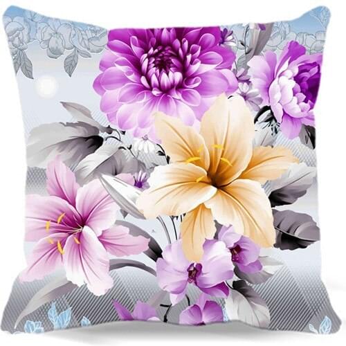 Colorful Lilies hug Pillow Case Square Sofa Home Decor