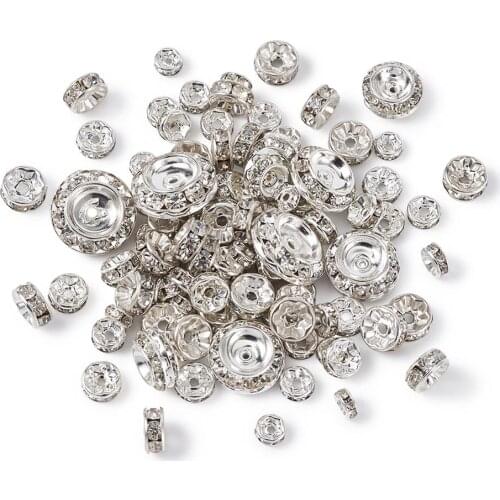 250pcs/Box Brass Rhinestone Spacer Beads for DIY Jewelry Making Findings 7.4x7.2x1.7cm Accessories