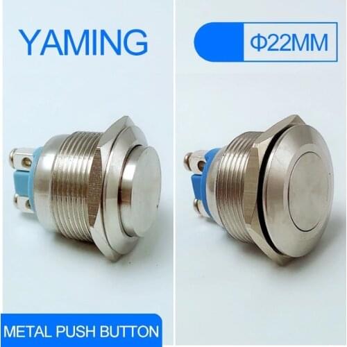 22mm Metal push button waterproof IP65 stainless steel switch 1NO momentary self-reset domed Doorbell Computer Car Engine