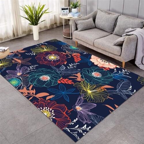Newest Flowers Large Carpets for Bedroom Watercolor Art Kids Play Floor Mat Leaf Area Rug Fashion Carpets