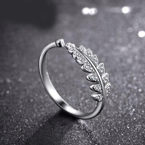 New Gothic Men Crystal Leaf Rings For Women Jewelry Birthday Gift Romantic Wedding Engagement Drop Shipping 2021