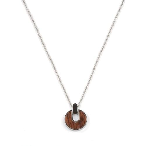 Classic style Stainless steel and wood necklace for ladies wood jewelry