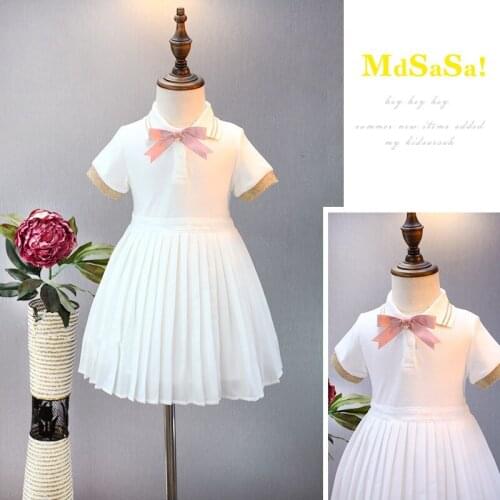 Girls college ladies princess dress 2019 summer new childrens Clothing Girl Kids Pleated Dresses Clothes 2-8 years