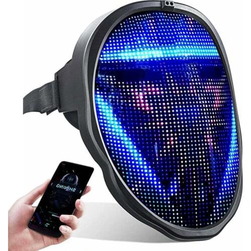 Halloween Christmas Masquerade LED Luminous Mask-App Control Programmable Mask- Bluetooth Face Mask For Cosplay Party Decoration