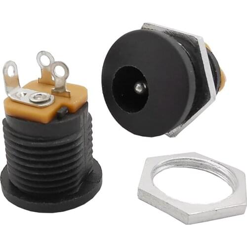 2/5/10Pcs DC022 5.5x2.1mm DC Connectors DC Power Socket Plug DC-022 5.5*2.1mm Round Hole Screw Nut Interface Panel Mounting