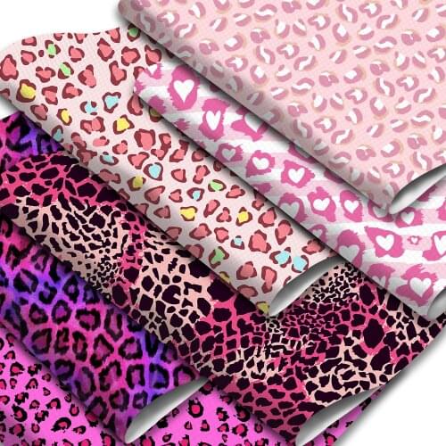 Animal Theme Synthetic Leathet Sheets Leopard Pattern Printed Faux Leather Sheets Sewing Materials for Earrings Hair Bows