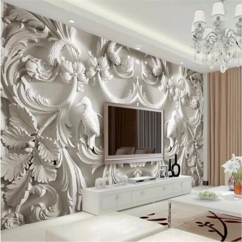 Beibehang modern painting for living room background photography HD flowers embossed 3D visual effects hotel badroom wallpaper
