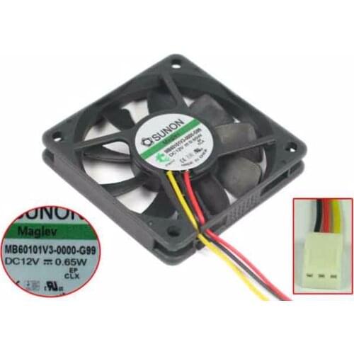 Sunon MB60101V3-0000-G99 DC 12V 0.65W 60x60x10mm 3-wire Server Cooling Fan