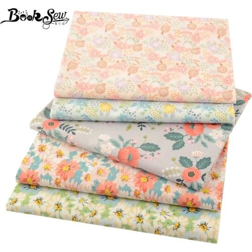 Booksew Garden Flower Printed Pattern Twill 100% Cotton Fabric for Sewing Quilting Cloth DIY Home Textile Handcrafts Patchwork