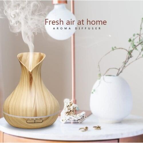 VVPEC 400ml LED Ultrasonic Timer Humidifier Aroma Essential Oil Diffuser 12W 7 Colors Flash Lights Humidifier for Home Office