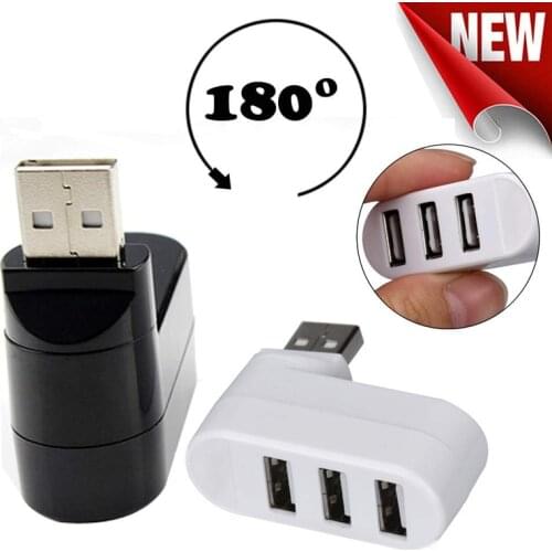 180 Degree Rotatable USB 2.0 HUB 3 Ports USB Splitter Adapter for Macbook Notebook Tablet Computer PC Peripherals Multi USB Port