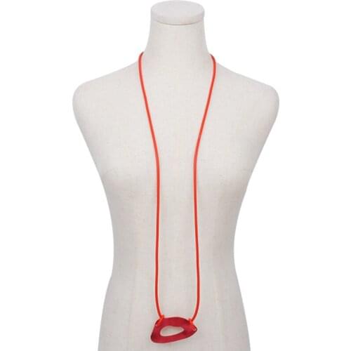 YD&YDBZ Strange Metal Shape Pendant Necklaces For Women Punk Hiphop Jewelry Long Necklace Multicolor Rubber Rope Sweater Chain