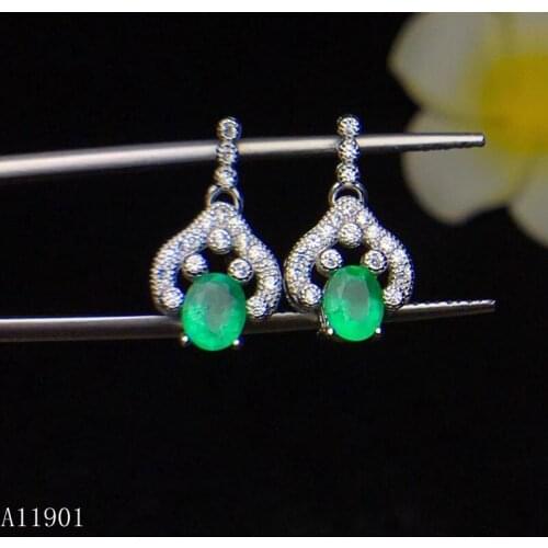 KJJEAXCMY fine jewelry Identification of 925 Silver-inlaid Celestial Emerald Ear Nails opikly