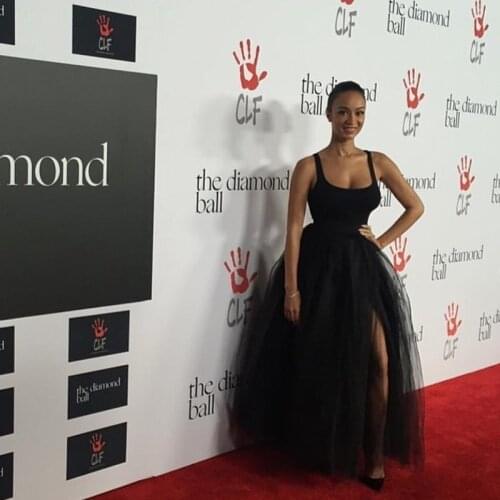 Black Sexy High Side Split Long Tulle Skirts Custom Made Floor Length Tutu Skirt Women Elastic Female Adult Bottoms Party