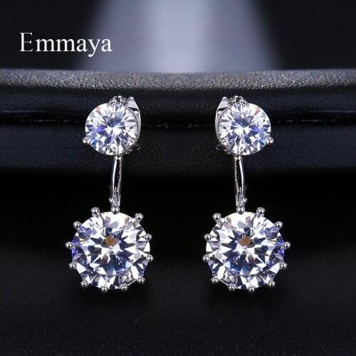 Emmaya New Zircon Crystal 2 Ways to Wear Ear Cuff Stud Earrings For Women Round Piercing Earrings Fashion Jewelry Brincos
