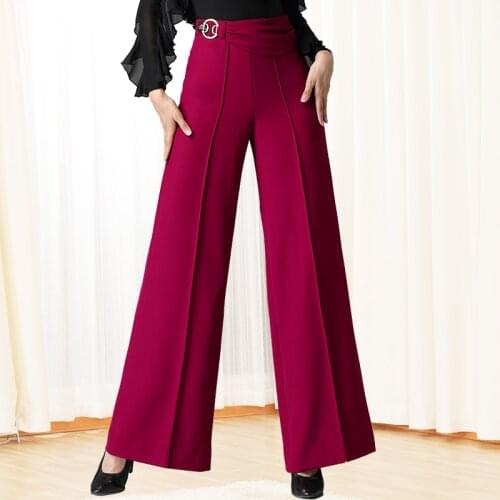 2020 Women Latin Dance Pants Wide Leg Pants Trousers Ballroom Dance Competition Pants Chacha Waltz Tango Dancing Clothes DQS5582