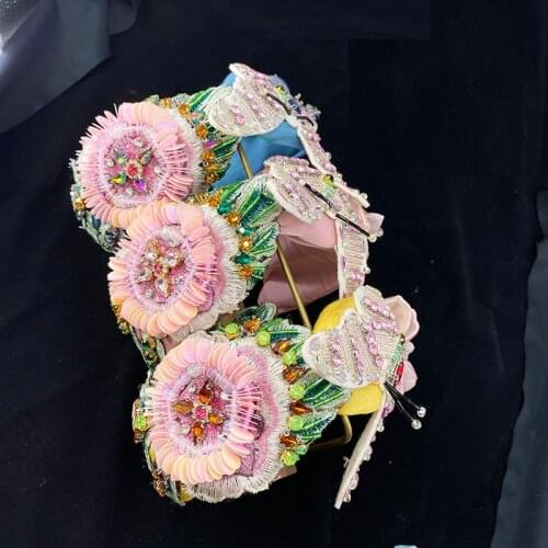 High-Quality Comfortable Hairhoop Rose Flower Crowns Romantic Floral Garlands for Bride Wedding Butterfly Headband Women