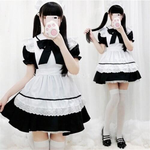 Girls French Maid Uniform Costume Alice Dream Women Halloween Performance Waitress Party Costume Sweet Gothic Lolita Dress