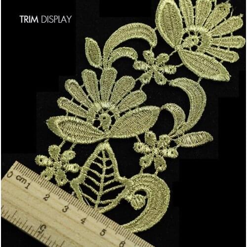 Gold Metallic African Lace Fabric Ribbon Trim Applique Scrapbooking Venise Embossed Decorated Craft Sewing Supplies 10yd/T897