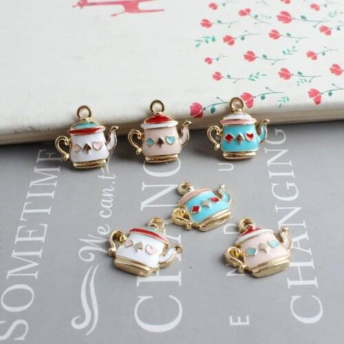 10Pcs/Lot 18x17mm Poker Kettle Shpae Charms for Jewelry Making Cute Earring Pendant Bracelet Charm Fashion Necklace Charm