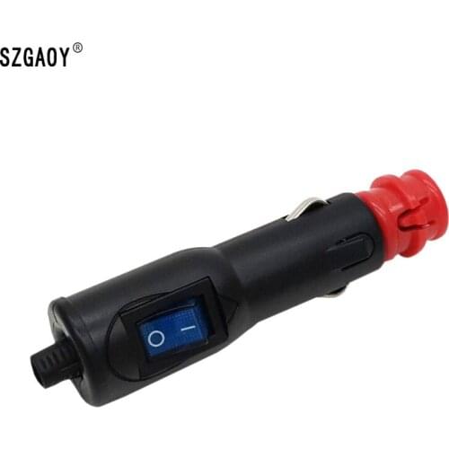 12V 24V Fused Male Car Cigarette Lighter Plug Adapter With ON OFF Switch And LED Indicator