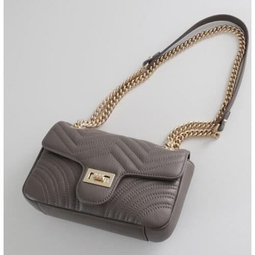 2021 Sweet Lady Leather Chain Bag Soft Bag Rhombic Leather Handbag Shoulder Diagonal Female Trendy Bag