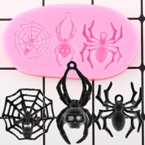 3D Spider Silicone Molds Halloween Cake Decorating Tools Cupcake Topper Fondant Mold Polymer Clay Candy Chocolate Gumpaste Mould