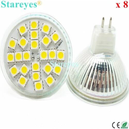 8 pcs SMD 5050 24 LED 5W MR16 DC12V LED Spot light bulb LED light downlight lamp LED spotlight light droplight lighting