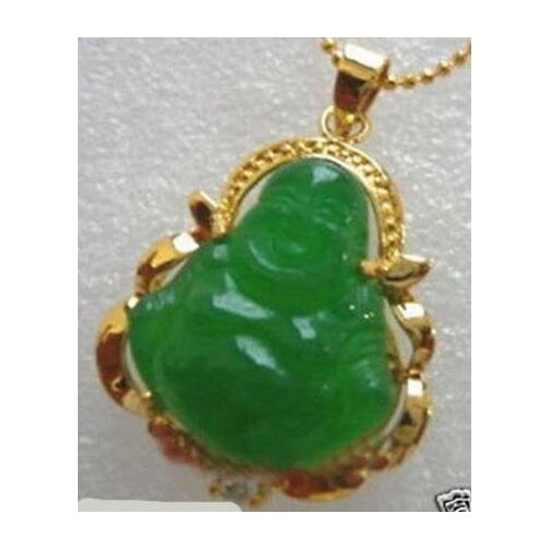 FREE SHIPPING>> CHINESE Good Lucky GREEN JADE BUDDHA PENDANT NECKLACE