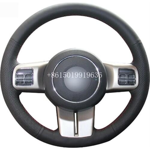 Top Leather Steering Wheel Hand-stitch on Wrap Cover For Jeep Compass 11-16 Grand Cherokee 11-13 Wrangler 11-16 Patriot 11-16