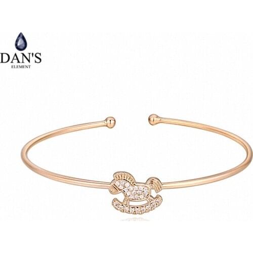 DANS ELEMENT 3 Colors Real AAA Zirconia Micro Inlays Brand Fashion Bracelets & bangles for women Crystal New horse 114974