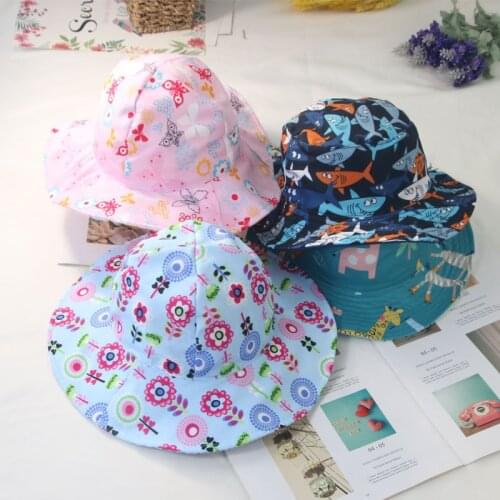 Baby Sun Hat Cartoon Animals Print Bucket Children Summer Caps Baby Girls Fisherman Hat Kids Boys Bucket Cap