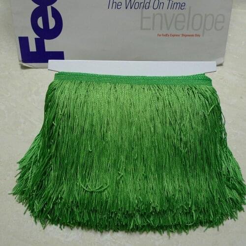10 Meters 15cm 6" Long Grass Green Color Latin Dress Tassel Fringe