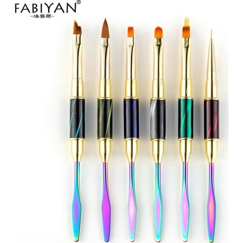 Double Head Cat Eye Nail Art Brush Spatula Drawing Painting Line Pen Gradient Flat Round Builder Metal French Tips Manicure Tool