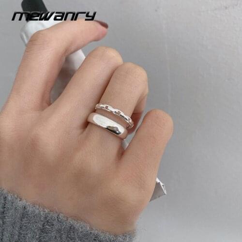 Mewanry 925 Sterling Silver Double Opening Couples Rings New Fashion Simple Design Vintage Elegant Party Jewelry Gifts Wholesale