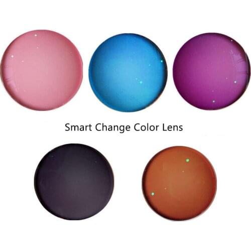 1.56 Photochromism Lens Optical Glasses Smart Change Color to Pink Brown Purple Blue Gray Plain Myopia Nerd Sunglasses Glasses