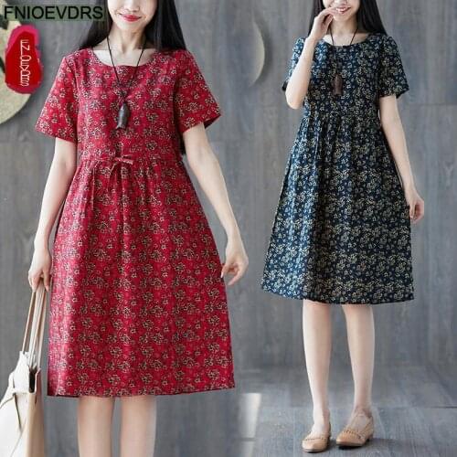 2021 Prairie Chic Mori Girl Style Japanese Design Floral Print Vintage Retro Cotton Linen Dress
