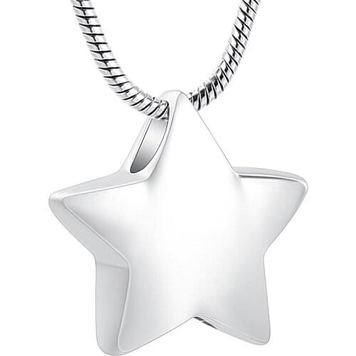 IJD9993 Stainless Steel Dainty Cremation Necklace For Ashes of Loved One,Funeral Star Memorial Urn Jewellery