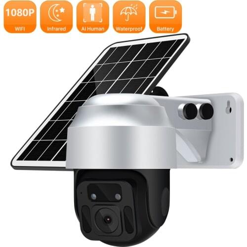 1080P HD Solar Panel IP Camera 5M cable External Wireless Waterproof CCTV Camera PIR Human Detection Alarm Security Camera