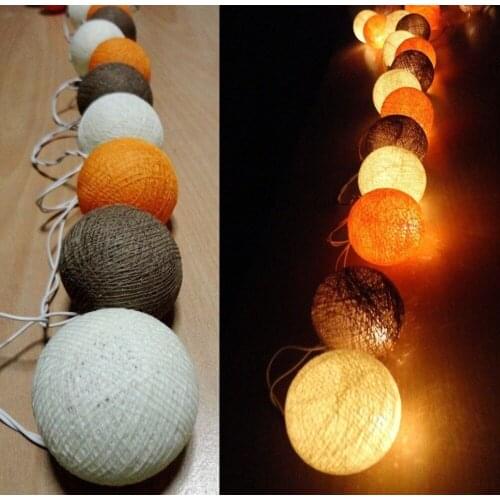 CARAMEL VINTAGE ORANGE TONE 20PCS/SET COTTON BALL STRING LIGHTS PARTY WEDDING HOME GARDEN decor