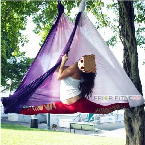 PRIOR FITNESS Top Quality Gradiente Low Elastic Aerial Yoga Hammock set For home Yoga indoor Swing Aerial Acrobatic 5Mx2.5M