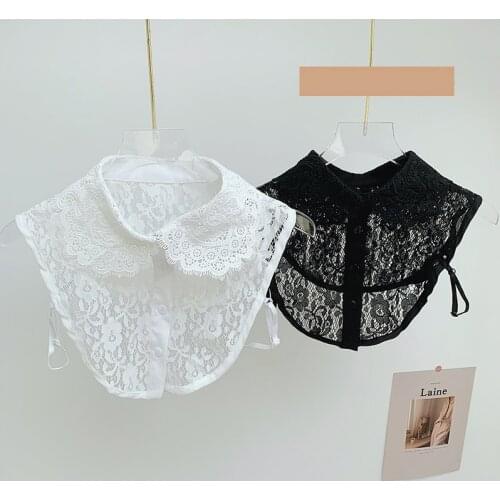 Linbaiway Women Lace Floral Removable Detachable Collar Shirt Fake Collars Sweater Blouse Tops False Collars Female Decor