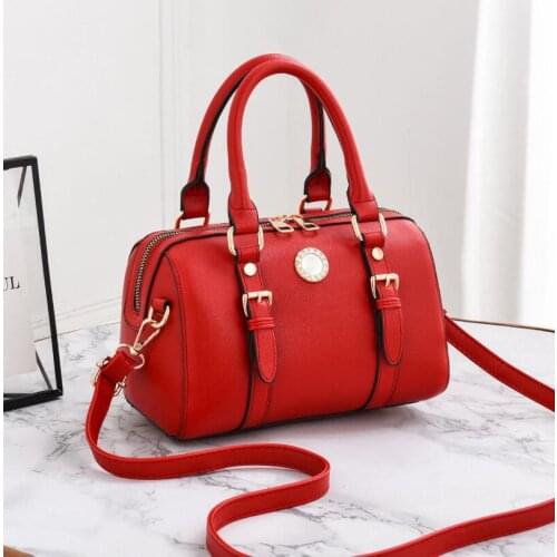 Fashion All-Match Boston Female Bag 2021 New PU Leather Female Messenger Bag Shoulder Handbag Chic Pillow Bag Cylindrical Bag