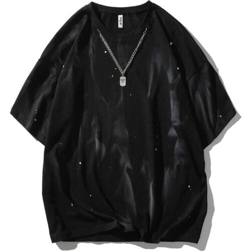 2020 New Arrival Fashion Short T-shirt Loose Spray Painting Top Casual Cotton O-neck Brand Clothing Tshirt Homme T Shirt Men